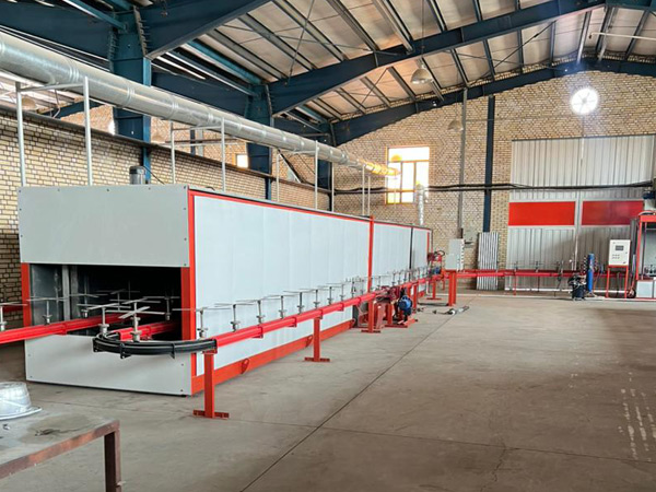 U-type-tunnel-kiln-in-powder-coating-line کوره تونلی تیپ u در خط رنگ پودری الکترواستاتیک