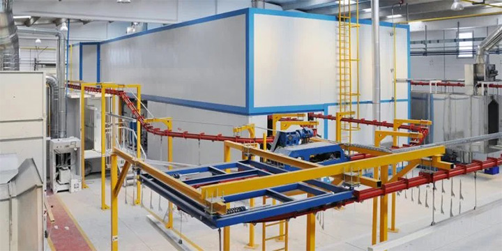 floor-conveyor-in-powder-coating-line کاربرد کانوایر زمینی خط رنگ پودری در صنایع مختلف